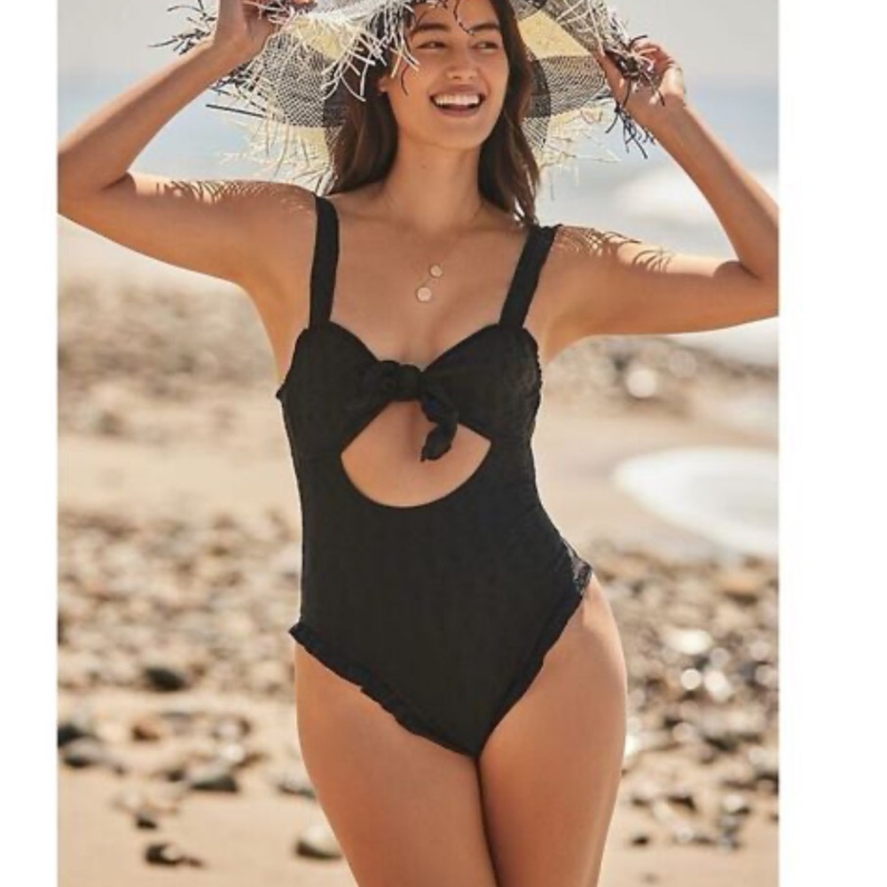 Frankie's Bikinis Black One-Piece Cutout Swimsuit